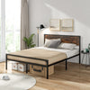 Industrial Double Size Bed Frame Metal Platform Bed-Brown