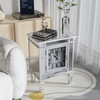 Mirrored Side End Table Coffee Table with Clock for Living Room Bedroom Cabinet