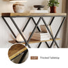 3-Tier Console Table with X-Shaped Metal Frame,Narrow Sofa Table with Shelves