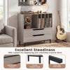 Record Player Stand Mid Century Turntable Stand with Open Compartment