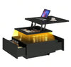 Led Coffee Table With 2 Drawer Storage, High Gloss Coffee Table For Living Room