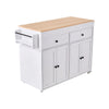 Extendable Kitchen Island on Wheels Rolling Storage Trolley w/ 2 Drawers 4 Doors