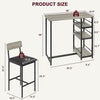 3-Piece Bar Table Set w/ Storage Shelf and 2 Stool Chair for Dining Room Kitchen