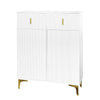 Shoe Storage Cabinets with Drawers, Shoe Bench and Coat Rack Wardrobe Set White