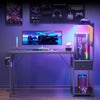 Coleshome 120×48 cm Gaming Desk with LED Lights Reversible Computer Desk with