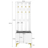Shoe Storage Cabinets with Drawers, Shoe Bench and Coat Rack Wardrobe Set White
