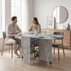 Mobile Drop Leaf Dining Table Folding Desk w/ 2 Wheels Cement Grey