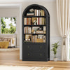 Arched Bookcase with Drawers Arch Display Cabinet Tall Bookshelf 79.5x36x177cm