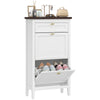 Shoe Cabinet with 2 Flip Drawers, Narrow Shoe Storage Cabinet, White