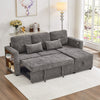3-in-1 Chenille Sectional Sleeper Sofa Bed with Reversible Storage Chaise, USB