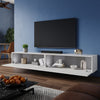 200cm White Floating TV Cabinet Stand Unit High Gloss Storage Door Wall Mounted