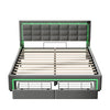 LED Ottoman Storage 4ft6 Double Upholstered Bed Frame with Headboard & 2 Drawers
