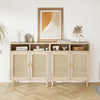 2Pcs Rattan Storage Cabinet Accent Kitchen Sideboard Buffet Cabinet with Doors