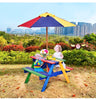 Kids Picnic Table Bench Set Children 4 Seat Activity Play Table with Umbrella