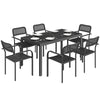 Garden Table and Chairs Set 6, Outdoor Dining Set with Umbrella Hole, Black