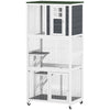 Wooden Cat House, Catio Cat Outdoor Enclosure with Platforms, White
