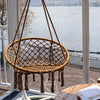 Boho Hanging Hammock Swing Chair Cotton Rope Swing for Indoor Outdoor Patio