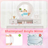 Kids Vanity Set Dressing Desk and Chair Set with Mirror-White