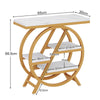 End Table for Living Room, 3-Tier Faux Marble Side Sofa Table with Metal Frame
