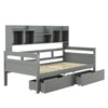 Platform Bed with Drawers & Bookcase 3ft Single Bed Household Bed 90x190cm, Grey