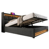 4FT6 DOUBLE BED OTTOMAN BED FRAME WITH STORAGE, LED LIGHTING, USB TYPE-C, GREY