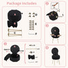 Black Dressing Table Chair with Storage, Vanity Stool with Foldable Backrest