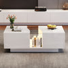 High Gloss White Coffee Table With Storage 2 Drawer RGB LED Wooden Living Room