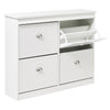 Slim White Shoe Storage Cabinet with 4 Flip Drawers for Hallway Home Office NEW