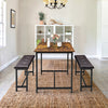 Dining Set for 4 Wood Top Table and 2 PU Leather Upholstered Bench Small Kitchen