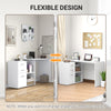 Computer Desk Table Workstation L Shape File Cabinet White Home Office