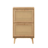 Manila Oak & Rattan 2 Door Flip Down Shoe Storage Cabinet Rack Hallway Furniture