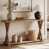 63'' Solid Wood Console Table 2-Tier Farmhouse Narrow Entryway Sofa for Hallway