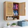 Bamboo 2 Door Bathroom Wall Cabinet Cupboard Kitchen Office Shed Lockabl Storage