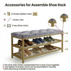 2-Tier Velvet Top Bamboo Gold Metal Shoe Rack Stand Shoe Storage Shelf Hallway