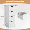 4-Drawer Bathroom Cabinet Narrow Floor Standing Cabinet White