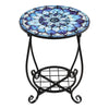 Mosaic Outdoor Side Table Round End Table Iron Accent Table Flower Plant Stand