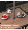Outdoor Dining Table Patio Table for 4 People with Umbrella Hole Brown