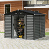 Grey Wood Grain Metal Garden Shed 8x7ft Outdoor Storage House with Foundation