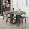 Folding Dining Table w/ Drop Leaf, Space Saving Kitchen Table w/ Storage Shelves
