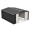 12x14FT Galvanized Metal Garden Shed Lockable Door Tool Storage shed, Anthracite