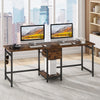 Tribesigns Double Desk, 200 cm Office Extra Long Computer Desk with Drawers