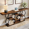 180CM Console Sofa Table with 6 Storage Shelves, Industrial Entryway Couch Table