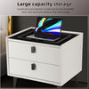 2 Drawers Bedside Table LED Light Wireless Charging Bedroom Furniture White UK