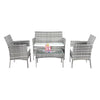 Garden Rattan Furniture 4 Piece Set Table Chairs Sofa Wicker Outdoor Patio Set