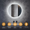 Round Bathroom Mirror with Bluetooth Demister Illuminated 3 LED Lights 600x600mm