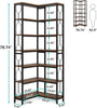 Corner Bookshelf Storage Rack Standing Shelf 7 Tier Industrial Sturdy Bookshelf