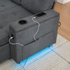 L-Shaped Pull Out Sofa Bed with Storage Corner Couch with USB, LED, Cup Holders