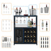 Modern 3Tier Bar Cabinet with Removable Rack & Mesh Door,Adjustable Shelves