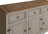 Corona Sideboard Grey Painted Wax 3 Door 3 Drawer Solid Wood Pine Wooden Dresser