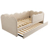 3FT SINGLE DAYBED WITH PULL OUT TRUNDLE CHILDREN KIDS JUNIOR TODDLER BED BEIGE